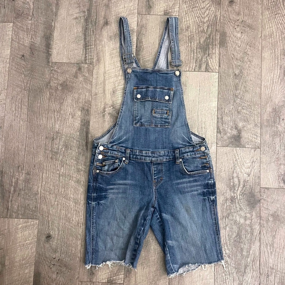 No Boundaries Juniors Medium Wash Denim Shortalls Raw Hem Size 9 NB17Z057
